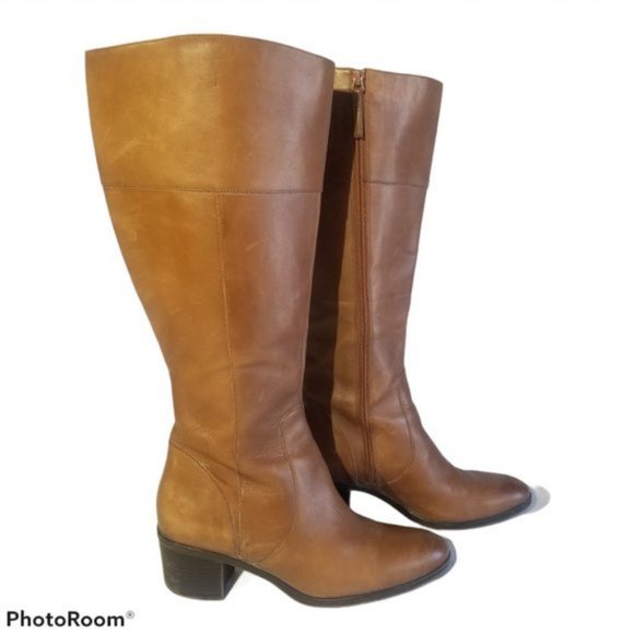 Naturalizer Womens Almond Toe Knee High Boots Tan Brown Size 8M Wide Calf - Picture 3 of 5